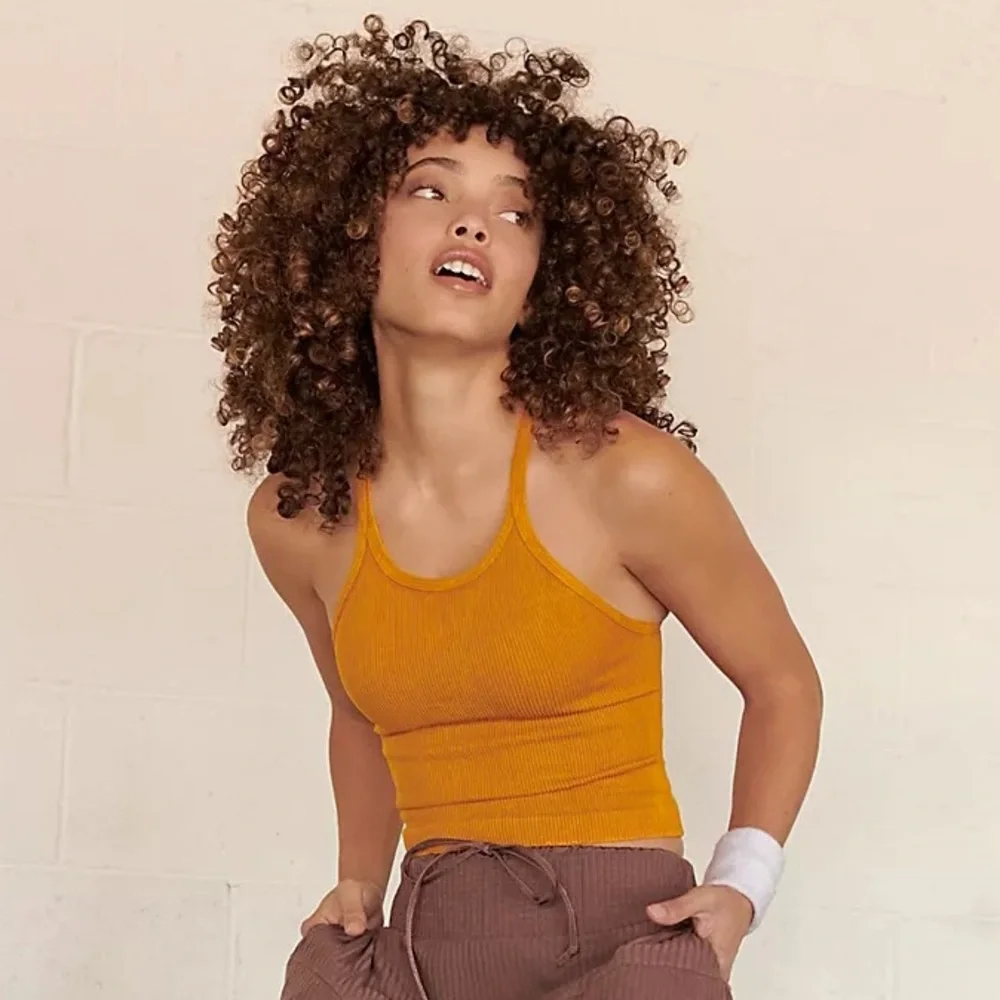 Free People Happiness Runs Long Crop Tank golden yellow XS/S $40 - Picture 1 of 14
